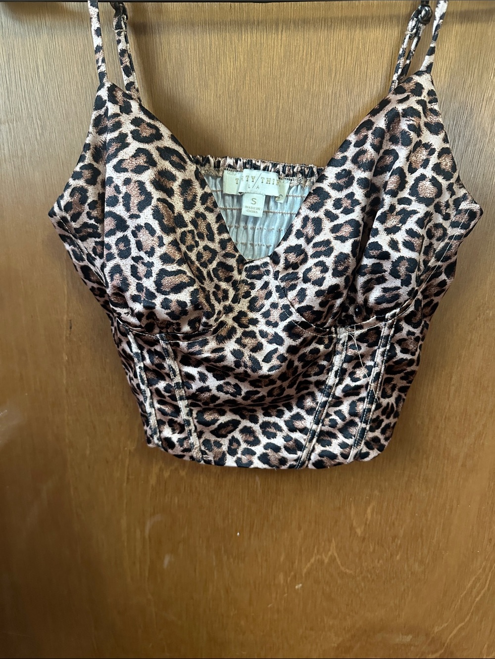 Leopard Print Satin Cami Top - Brown/Black